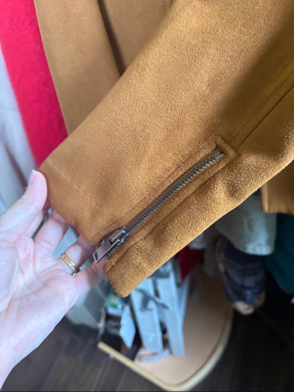 Old Navy Camel Brown Faux-Suede Moto Jacket - Picture 7 of 8